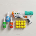 2-in-1 Magic Water & Soft Bullet Blaster Gun with Bowling Target Set