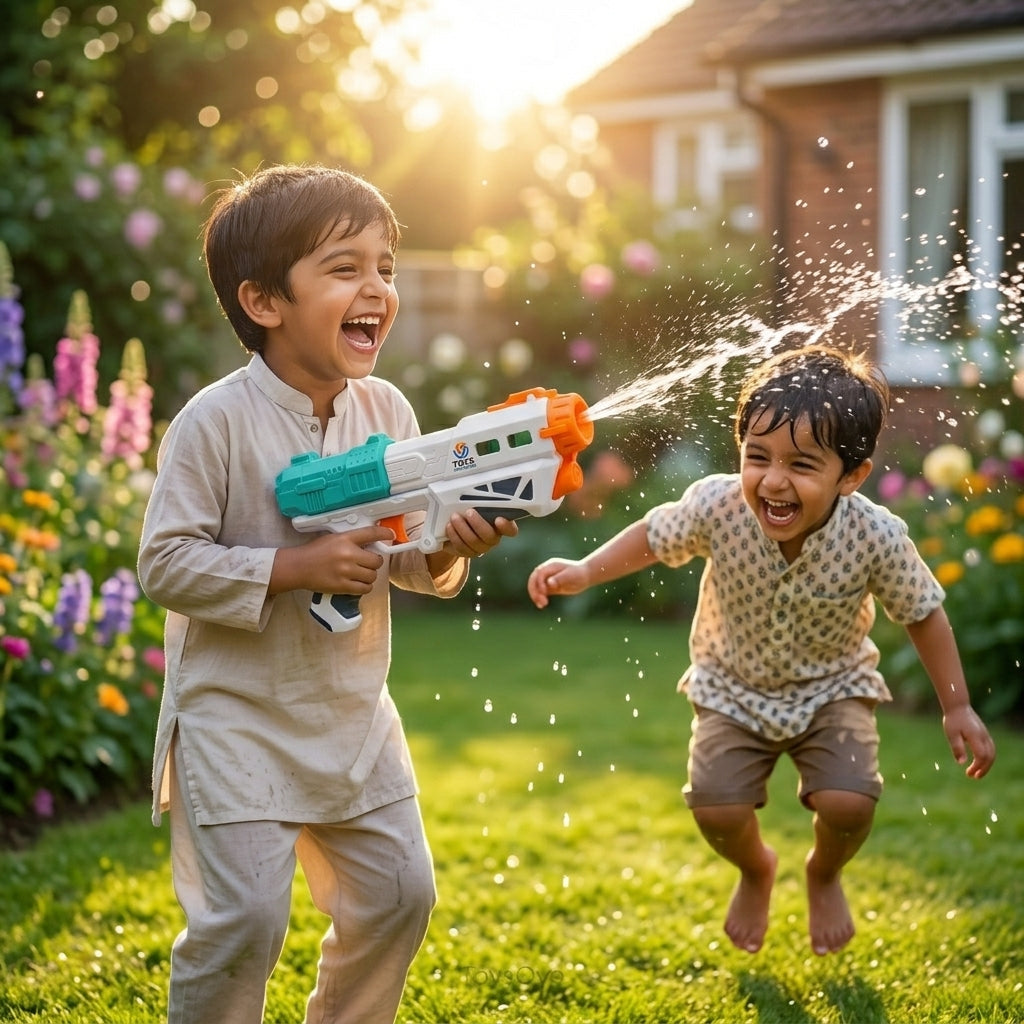 2-in-1 Magic Water & Soft Bullet Blaster Gun with Bowling Target Set