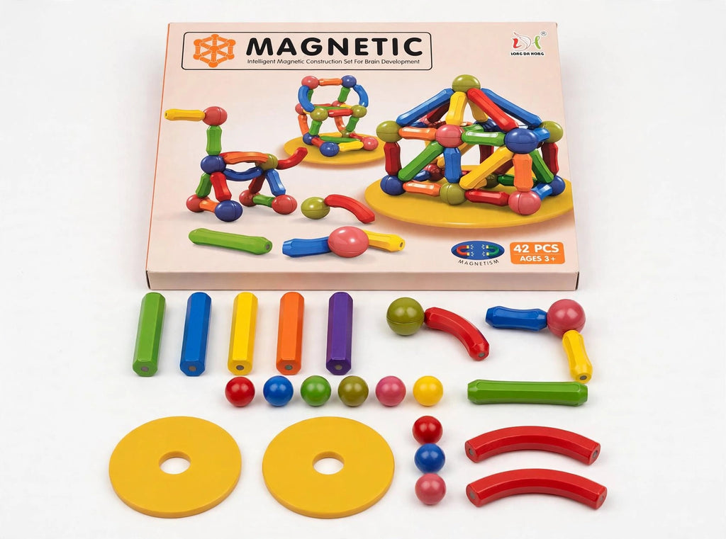 Magnetic Building Blocks Set for Kids – STEM Magnetic Rods & Balls Construction Toy, 25/36/42/64 Pcs, Ages 3+