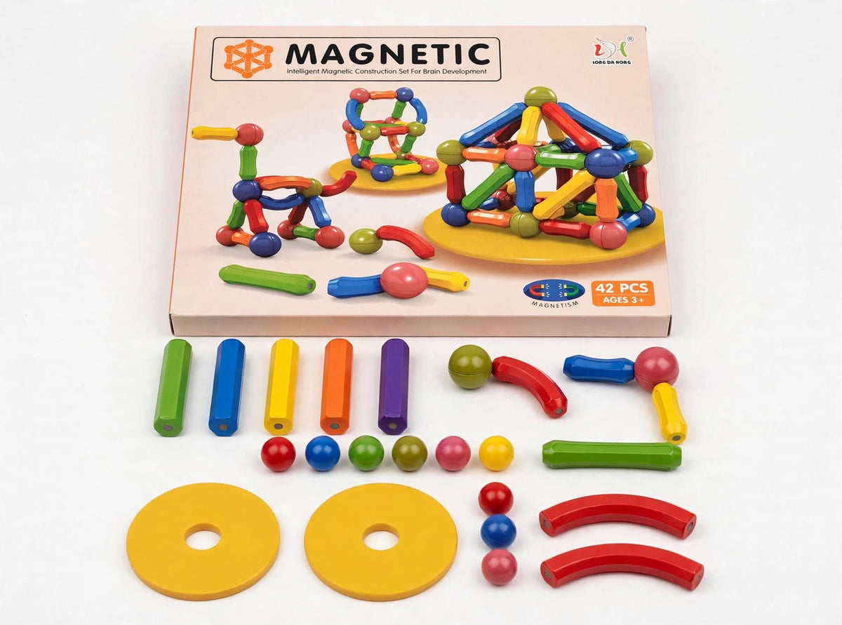 Magnetic Building Blocks Set for Kids – STEM Magnetic Rods & Balls Construction Toy, 25/36/42/64 Pcs, Ages 3+