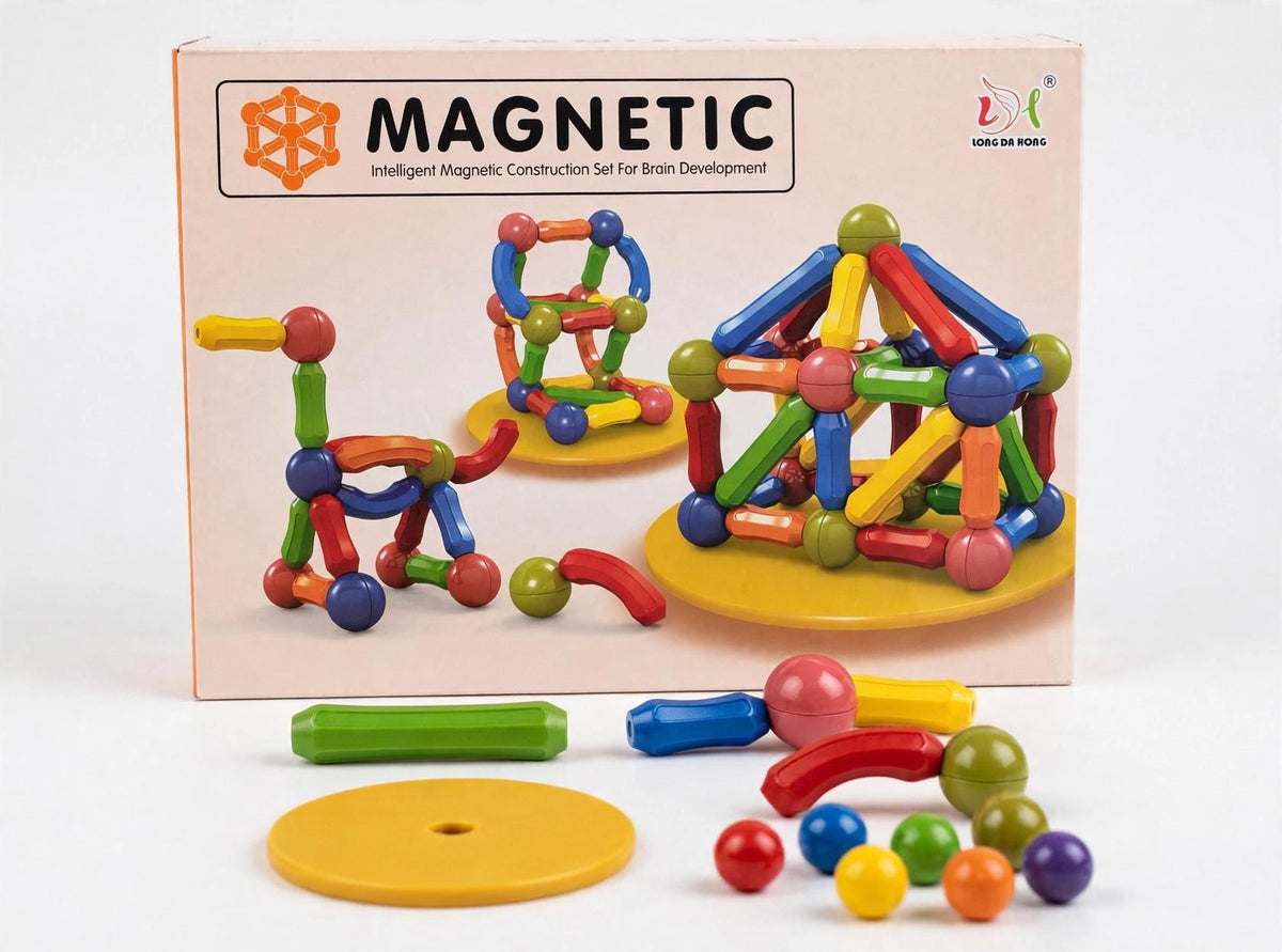 Magnetic Building Blocks Set for Kids – STEM Magnetic Rods & Balls Construction Toy, 25/36/42/64 Pcs, Ages 3+