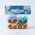 Mini Team 4-Pack Friction-Powered Toy Vehicles Set | Cute & Colorful Push-and-Go Cars for Kids