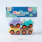 Mini Team 4-Pack Friction-Powered Toy Vehicles Set | Cute & Colorful Push-and-Go Cars for Kids
